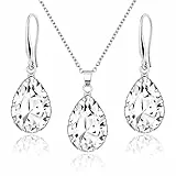 Linawe Schmuck Set Schmucksets, Ohrringe Silber Set Ohrringe Hängend Damenohrringe, Kette Halskette Kettenanhänger Silber Anhänger, Brautschmuck Hochzeiten Modeschmuck Jewelry