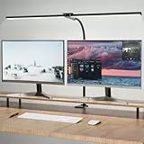 Hensam LED Schreibtischlampe Dimmbar zum Homeoffice, 1800 LM Augenschutz Tageslichtlampe mit 5 Farbtemperatur, Schwanenhals Tischlampe mit Klemmbar, 80cm, Schwarz