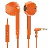 LUDOS FEROX Kopfhörer In Ear Kopfhörer mit Kabel und Mikrofon, 5 Jahre Garantie, In Ear Ohrhörer, 3,5 mm Klinkenstecker Earbuds, Satte Bässe Earphones, Headphones für iPhone, iPad, Samsung - Orange