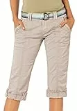 FRESH MADE Damen Capri-Hose 3/4-Shorts mit Metallic Gürtel beige XS