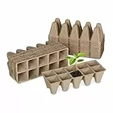Relaxdays Anzuchttöpfe 24er Set, Anzuchtplatten für 240 Setzlinge, Papier, biologisch abbaubar, HBT: 5,5x22x8,5cm, natur