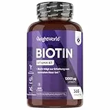 Biotin Tabletten - 12.000mcg je Portion - 365 vegane Tabletten - Biotin trägt zur Erhaltung normaler Haut und normaler Haare bei (Laut EFSA) - 1 Jahr Vorrat - Bekannt als Vitamin B7 - WeightWorld