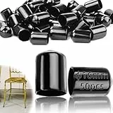 TXXATX 50 Stück Gummi Endkappen 16mm Gummikappen Vinyl Rundrohr Gummikappe Abdeckschrauben Gummikappen für Flaschen Schwarz für 15,5-16mm Rohren Gewindeschutz Bolzen Kappe Stuhlbeinkappen