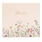 Gästebuch Blanko mit 6Schöne Aufkleber und 44 Doppelseiten Premium Dickem Papier, Größe 21x23cm Guest Book,Hardcover Hochzeitsgästebuch für Hochzeiten Geburtstage Polterabend Taufe Ferienwohnung(Gold)