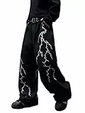 Zewool Herren Stickerei Baggy Jeans Hip Hop Y2K Weite Beinform Skater Denim-Hosen Streetwear Lockere Passform 2000er Jinco Extra Übergroße Relaxed Extreme Skateboard,A40 Schwarz,M
