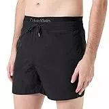 Calvin Klein Herren Badeshorts Medium Double Waistband Mittellang, Schwarz (Pvh Black), XL