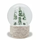 Schneekugel Weihnachten | Hüttenzauber Zwei Rehe Tannenbaum | Sockel Holzoptik | Höhe: 12cm Breite 10 cm | 20295 (2 Rehe Holzsockel)