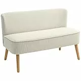 HOMCOM Sofa 2 Sitzer Couch, Kleine Loveseat mit Cord-Optik Modern Polstersofa für Wohnzimmer, Schlafzimmer, kleinen Raum, Cremeweiß 117 x 56,5 x 77 cm