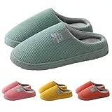 Hausschuhe Damen Herren Winter Waschbar Orthopädische Pantoffeln Bequeme Breite Füße Hallenschuhe Slip on Filzpantoffeln Rutschfeste Slippers Warmem Plüschfutter house slippers women Mintgrün 40