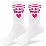 Gemtte Lieblingsmensch Geschenk Socken 36-41, Geschenke Valentinstag für Freundin Partner Frauen, Tennissocken Damen, Geschenkideen Atmungsaktive Sportsocken, Rosa
