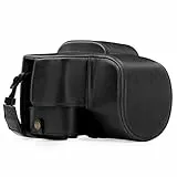 MegaGear Panasonic Lumix DC-FZ80, FZ82 Ever Ready Leder Kamera-Case mit Trageriemen und Batteriezugang schwarz MG1223