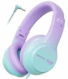 awatrue Kinder Kopfhörer, 74/85/94dB Sichere Lautstärke Kopfhörer Kinder mit Kabel, Stereo Sound, Faltbare, 3.5 mm Jack Over Ear Kinderkopfhörer für Ipad, Tablets, Schule, Reisen (Lila Grün)
