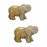 AITELEI 2 stücke 1,5 'Natürlichen Topas Geschnitzt Edelsteine Elefant Figur Healing Reiki Kristall Wächter Elefant Tasche Stein Statue Edelstein Handwerk für Heimtextilien