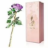 SWEETIME Kristall Rosen mit Geschenkbox, K9 Kristallrose, 3D Glasrose Ewige Blume,Ewige Rose Geschenke für sie verzauberte Rose Blume zum Muttertag Hochzeit Jahrestag Valentinstag Weihnachten(Lila)