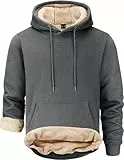Tansozer Herren Warme Kapuzenpullover Fleece Sweatshirts Hoodies Gefütterte Winterpullover Fleecepullover (Dunkelgrau, XXL)