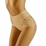 Wolbar Damen Sexy Shapewear-Slips Spitze Miederslip Hohe Taille Figurformende WB184, Beige,L