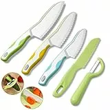 Kindermesser 5-teiliges Kinder-Küchenmesser-Set zum Schneiden und Kochen von Obst oder Gemüse für Kleinkinder, inklusive Schäler Sicherheit Messer ab 3 jahre Geschenksets für Kinder