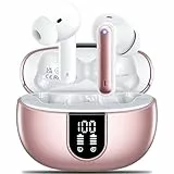 AOVOCE Bluetooth Kopfhörer,Kopfhörer Kabellos Bluetooth 5.3 Sport In-Ear Kopfhörer mit 4X ENC Mikrofonen bass-Stereo & 42h Spielzeit IPX7 wasserdicht kopfhörer LED-Akku-Anzeige,Roségold
