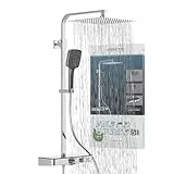 Schütte OCEAN Duschsystem mit Thermostat und Glasablage-Duschset mit 30x30cm, Regendusche mit Wandhalterung und Duschkopf-Duschpaneel Duschsäule in Chrom/Anthrazit 60531
