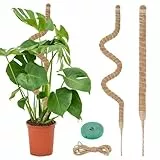 VFANDV Pflanzenstütze, 120cm Biegsamer Kokos Pflanzstab mit Schnur und Klettverschluss, Moosstab für Kletterpflanzen im Innenbereich zur Unterstützung von Zimmerpflanzen