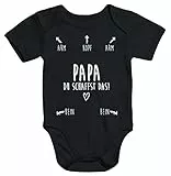 MoonWorks Baby Body Papa du schaffst das kurzarm Babybody Bio-Baumwolle schwarz 3-6 Monate