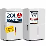 Woleix Luftentfeuchter elektrisch 20L (2 Stück), Entfeuchter elektrisch für Keller, Raumentfeuchter elektrisch 39dB für Räume bis zu 150m³/50m², mit Timer, Filter und 1M Ablaufschlauch, 10 J. Gar.