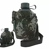 Armee für Wasserflaschen aus Legierung – tragbare Trinkausrüstung | Survival-Geschwindigkeitsflasche, Zubehör für Freizeit im Freien, Sport, 1 l, Trinkflaschen zum Wandern mit Gurt