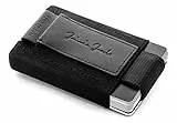 Jaimie Jacobs Nano Boy Mini Wallet kleine Geldbörse aus Textil Kleiner Geldbeutel Slim Wallet mit Zugband Kartenhalter Mini-Portmonee, Kartenetui für Herren und Damen (Schwarz)
