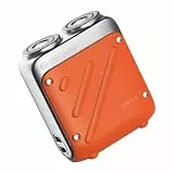 METZ Traveller Rasierer Herren, Tragbarer Elektrorasierer mit Reiseetui, Nass und Trockenrasierer mit 9000rpm Motor, IPX7 Wasserdicht electric Shaver für unterwegs, 60 Tage Akkulaufzeit, Orange