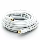 Premium X 25m Antennenkabel TV Anschlusskabel HDTV Full HD, 4K Koaxial-Kabel - Vollmetall-Stecker auf IEC-Buchse für digitales Fernsehen und Radio - DVB-T/T2, DVB-C, DVB-S/S2 - Weiß
