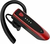 Bluetooth Headset Wireless Freisprech Telefon mit Dual Mic V5.4 Freisprech-Bluetooth-Ohrhörer mit 20 Std Sprechzeit, 180 Std Standby für Business/Büro/Autofahren, Kopfhörer für iOS Android, Rot