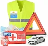 TK Gruppe Timo Klingler 3 in 1 - Auto Set 2026- Warnweste & Warndreick & Verbandskasten - Geprüftes Autozubehör - DIN Norm nach StVO - Erste Hilfe Pannenset (3 in 1 Set)