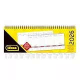 Idena 12057 - Tischkalender 2026 quer im Format 29,8 x 10,5 cm, pro Woche 2 Seiten, Schreibtischkalender mit Registerschnitt und Spiralbindung