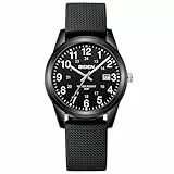 LN LENQIN Herren Analog Uhren 30M Wasserdicht Feld Uhren mit Silikon-Bänder für Männer Licht einfache militärische Uhren mit Datum -Schwarz