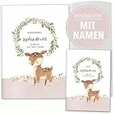 OLGS U-Heft und Impfpasshüllen Set 3-teilig | Cute Forest Reh | Untersuchungsheft Hülle & Impfpasshülle schöne Geschenkidee personalisierbar mit Namen und Geburtsdatum (U-Heft Set, personalisiert)