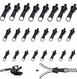 Reissverschluss Zipper Ersatz 24 Stück Reißverschluss Reparatur Set Extra Rutschfest & Langlebig, Zipper Fix Kit für Jacken Rucksäcke Koffer DIY Notfallreparatur (3 Größen: Groß Mittel Klein je 8)