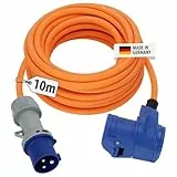 Brennenstuhl Camping CEE-Verlängerungskabel mit CEE-Stecker und Winkelkupplung inkl. Schutzkontakt-Kombisteckdose mit LED Spannungsanzeige (10m, 230V/16A, Einsatz im Außenbereich, Made in Germany)