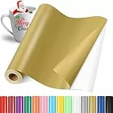YAFLC Selbstklebend Plotterfolie Vinyl, 30.5x400cm Selbstklebend Vinylfolie Plotter, Permanente Plotterfolie Vinyl für Teetasse, DIY Geschenke, Fenster, Keramik, Weihnachten Mattgold