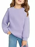 Haloumoning Sweatshirt Mädchen Rundhals Oversized Pullover Kinder Leichtgewicht Sport Langarmshirt Einfarbig Basic Langarm Tops 5-14 Jahre, Lila, 13-14 Jahre