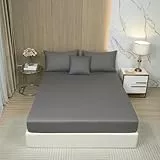 DXHOME Spannbettlaken 90x200 cm Baumwolle Hellgrau Anthrazit Uni Weich Spannbetttücher Lyocell Seide Spannbetttuch Set Boxspringbett Leintuch 90 x 200 Spannleintuch für bis 25cm Matraze