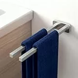 JS Handtuchhalter mit Bohren Handtuchstange Edelstahl, Badetuchhalter Badezimmer Wandmontage Zweiarmig für Bad, Küche, Gebürstet