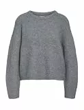 NOISY MAY Damen Nmdolly L/S O-Neck Knit FWD Noos, Medium Grey Melange, XS EU