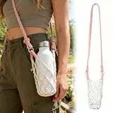 Wasserflaschenhalter Mit Verstellbarem Schultergurt, Wasserflaschenhalterung Flaschenhalter Zum Umhängen Für Festival Camping Wandern, Becherhalter Tasche Mit Zusatztasche (Rose)