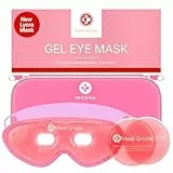 Medi Grade Kühlmaske Gesicht, Rosa Set - Gel Augenmaske Kühlend Wiederverwendbar mit 2x Augen Kühlpads, 1 Lycra-Gewebe, Kühlende Aufbewahrungstasche - Entspannung zu Hause Augenkühlmaske mit Bänder