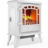MONZANA® Elektrokamin mit LED Flammeneffekt Heizlüfter 2000W 2 Heizstufen Kamin Ofen Heizung Wohnzimmer 39x24x57cm Weiß