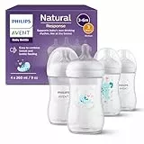 Philips AVENT Natural Response Geschenkset für Babys: 4 Natural Response Babyfläschchen (260 ml) mit T3 Saugern (ab 1 Monat), SCY903/61