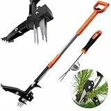 MAKEASY 4-Krallen-Unkrautentferner-Werkzeug-Set mit langem, verstellbarem Griff (101,6 cm - 119,4 cm), schnelles Unkrautauswurf-Design, leichtes Stand-up-Hochleistungs-Unkrautwerkzeug für Rasen, Hof