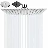 BalladHome 8 Zoll Duschkopf Regendusche Regendusche Quadratische Einbauduschköpfe Verstellbarer Brausekopf aus Edelstahl 304 mit Anti-Kalk-Düsen Poliert Regenduschkopf (20x20cm, Silber)-F