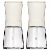 WMF Trend Mühlenset 2tlg, Salz- und Pfeffermühle unbefüllt, Glasbehälter, Keramikmahlwerk, Salz Pfeffer Mühle, Gewürze, weiß