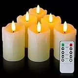Homemory Flammenlose LED Kerzen mit Fernbedienung, Teelichter mit Timer, 5,1 x 7,6 cm, flackernde Votivkerzen, realistische batteriebetriebene Kerzen, 6 Stück für Hochzeit